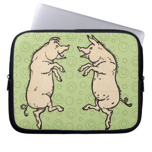 Antiek Dansende Varkens: grillige  Piggy Jig Laptop Sleeve
