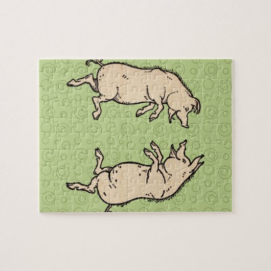 Antiek Dansende Varkens: grillige Piggy Jig Legpuzzel (Horizontaal)
