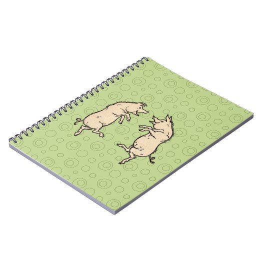 Antiek Dansende Varkens: grillige Piggy Jig Notitieboek (Linkerzijde)