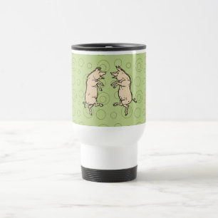 Antiek Dansende Varkens: grillige  Piggy Jig Reisbeker