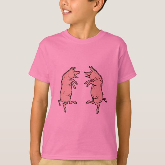 Antiek Dansende Varkens: grillige  Piggy Jig T-shirt (Voorkant)