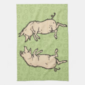 Antiek Dansende Varkens: grillige  Piggy Jig Theedoek (Verticaal)