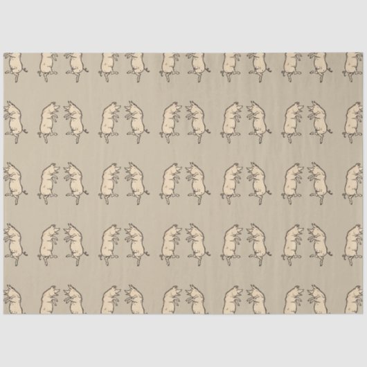 Antiek Dansende Varkens: grillige  Piggy Jig Tissuepapier (Voorkant)