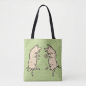 Antiek Dansende Varkens: grillige  Piggy Jig Tote Bag (Voorkant)