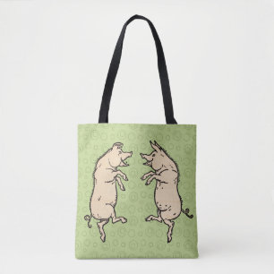 Antiek Dansende Varkens: grillige  Piggy Jig Tote Bag