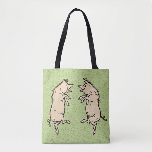 Antiek Dansende Varkens: grillige  Piggy Jig Tote Bag (Voorkant)
