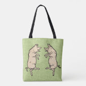 Antiek Dansende Varkens: grillige  Piggy Jig Tote Bag (Achterkant)