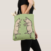 Antiek Dansende Varkens: grillige  Piggy Jig Tote Bag (Dichtbij)