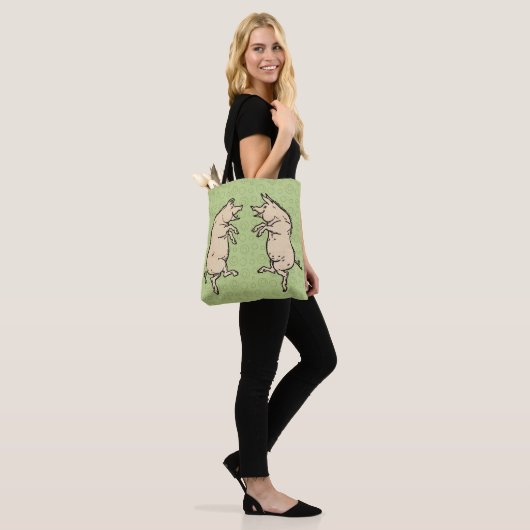 Antiek Dansende Varkens: grillige  Piggy Jig Tote Bag (Op model)