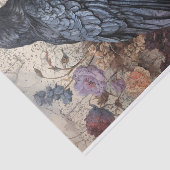 Antiek Dark Floral Raven Decoupage Tissuepapier (Detail)