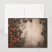 Antiek Dead Leaves en Red Roses Halloween Feestdagenkaart (Voorkant / Achterkant)