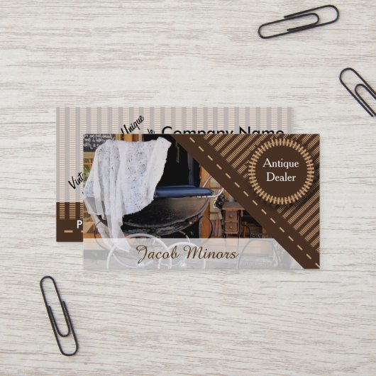 Antiek dealer / winkel visitekaartje (Voorkant / Achterkant in situ)