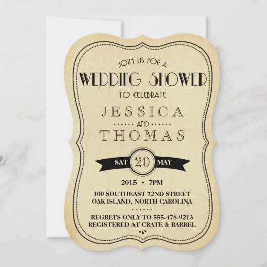 Antiek Deco Couple's Wedding Shower Kaart (Voorkant)