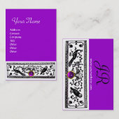 ANTIEK DECOR, DIEREN, PAARSE AMETHYSTMONOGRAM VISITEKAARTJE (Voorkant / Achterkant)