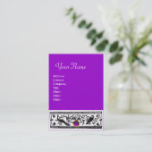 ANTIEK DECOR, DIEREN, PAARSE AMETHYSTMONOGRAM VISITEKAARTJE (Staand voorkant)