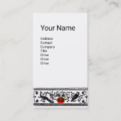 ANTIEK DECOR, DIEREN, RODE RUBY, Wit, zwart blauw Visitekaartje (Voorkant)