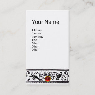 ANTIEK DECOR, DIEREN, RODE RUBY, Wit, zwart blauw Visitekaartje