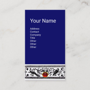 ANTIEK DECOR, DIEREN, RODE RUBY, Wit, zwart blauw Visitekaartje