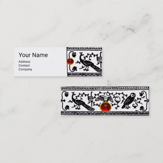 ANTIEK DECOR, DIEREN, RODE RUBY, Zwart wit Mini Visitekaartje (Voorkant / Achterkant)