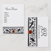 ANTIEK DECOR, DIEREN RUBY MONOGRAM Zwart Wit Visitekaartje (Voorkant / Achterkant)