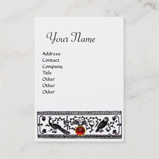 ANTIEK DECOR, DIEREN RUBY MONOGRAM Zwart Wit Visitekaartje (Voorkant)