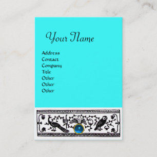 ANTIEK DECOR, DIEREN, SAPPHIRE MONOGRAM Aqua Blue Visitekaartje