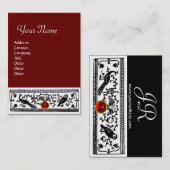 ANTIEK DECOR, DIEREN, ZWARTE WITTE RODE MONOGRAM VISITEKAARTJE (Voorkant / Achterkant)