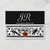 ANTIEK DECOR, DIEREN, ZWARTE WITTE RODE MONOGRAM VISITEKAARTJE (Achterkant)