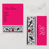 ANTIEK DECOR, RUBY MONOGRAM, roze rood Visitekaartje (Voorkant / Achterkant)