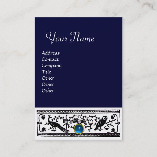 ANTIEK DECOR, SAPPHIRE MONOGRAM, blauw Visitekaartje (Voorkant)