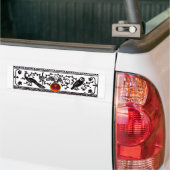 ANTIEK DECOR, ZWARTE WITTE DIEREN, VOGELROOD RUBY; BUMPERSTICKER (Op Truck)