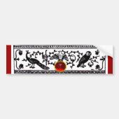 ANTIEK DECOR, ZWARTE WITTE DIEREN, VOGELROOD RUBY; BUMPERSTICKER (Voorkant)