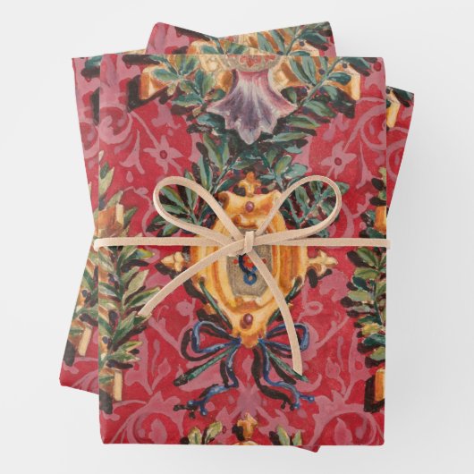 Antiek decoratief Frans bloemmotief Inpakpapier Vel (In situ)