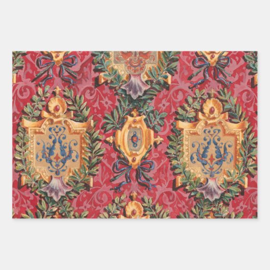 Antiek decoratief Frans bloemmotief Inpakpapier Vel (Voorkant)