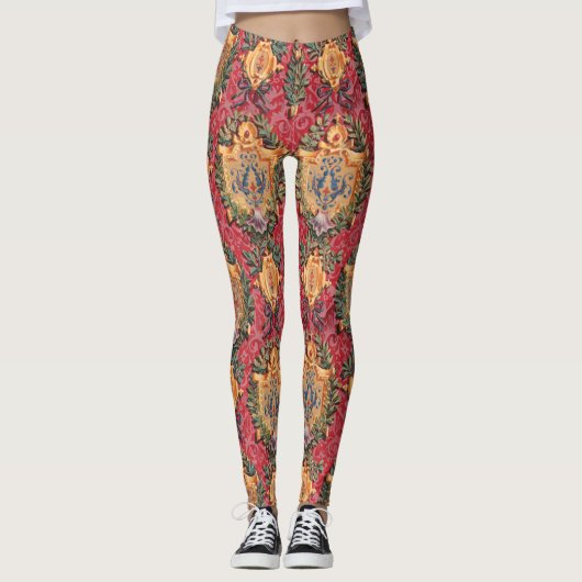 Antiek decoratief Frans bloemmotief Leggings (Voorkant)