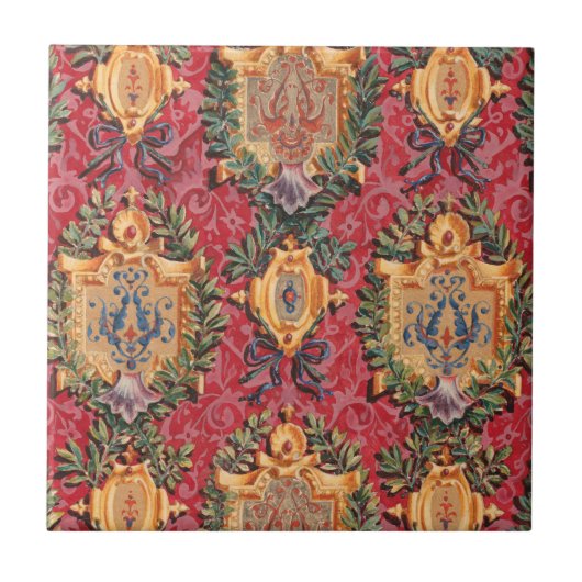 Antiek decoratief Frans bloemmotief Tegeltje (Voorkant)