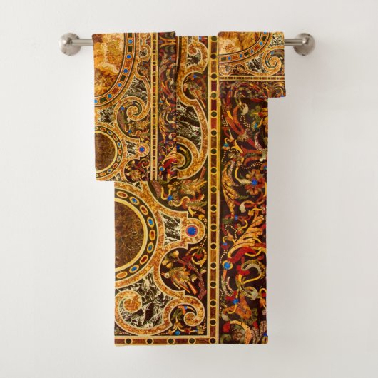 Antiek decoratief Italiaans edelsteenpatroon Bad Handdoek (Insitu)