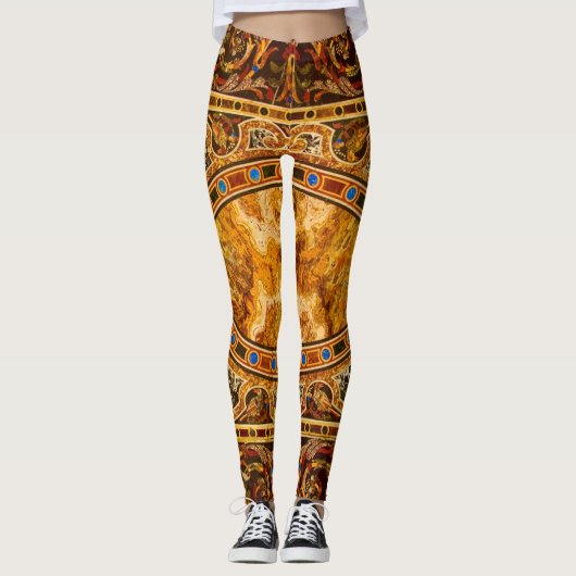 Antiek decoratief Italiaans edelsteenpatroon Leggings (Voorkant)