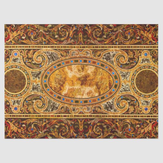 Antiek decoratief Italiaans edelsteenpatroon Tissuepapier (Voorkant)