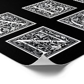 Antiek decoratief Woodcut Letter Alphabet Poster (Hoek)