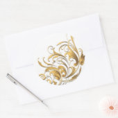 Antiek decoratieve bloemen ronde sticker (Envelop)