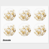 Antiek decoratieve bloemen ronde sticker (Vel)