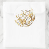 Antiek decoratieve bloemen ronde sticker (Tas)