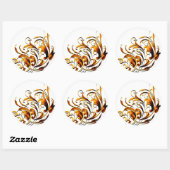 Antiek decoratieve bloemen ronde sticker (Vel)