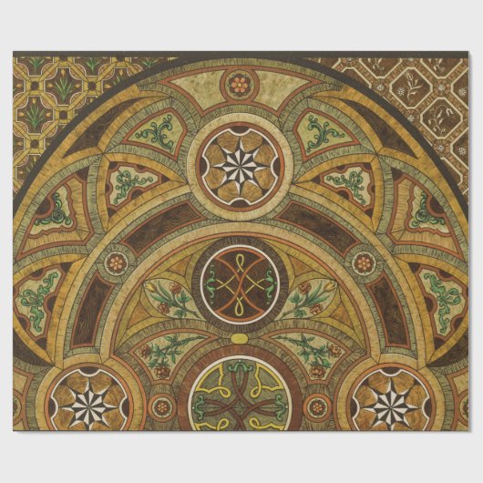 Antiek decoratieve houten print cadeaupapier (Vlak)