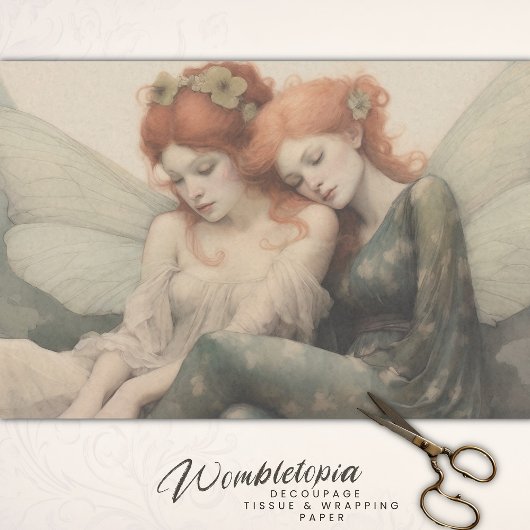 Antiek decoupage dromen, tijdloze fee elegantie tissuepapier