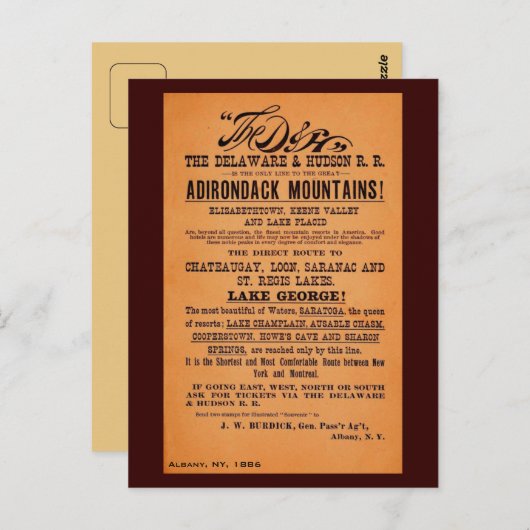 Antiek Delaware en Hudson Railroad ad Briefkaart (Voorkant / Achterkant)