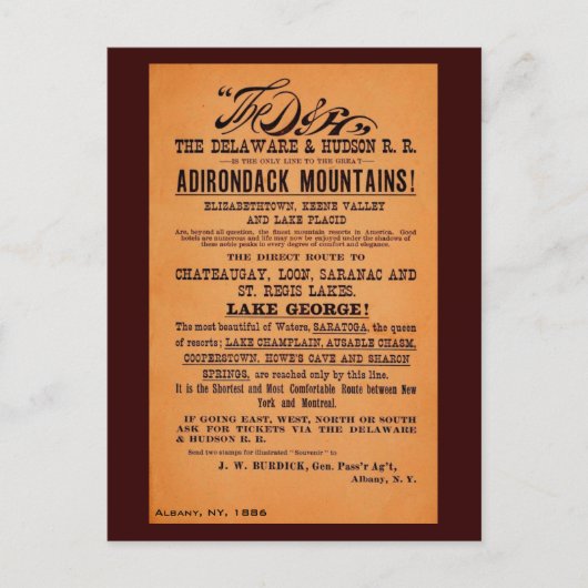 Antiek Delaware en Hudson Railroad ad Briefkaart (Voorkant)