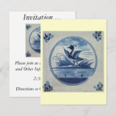 Antiek Delft Blue Tegel - Duck in Water Kaart (Voorkant / Achterkant)