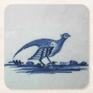 Antiek Delft Blue Tegel - Groot in de Gras Kartonnen Onderzetters
